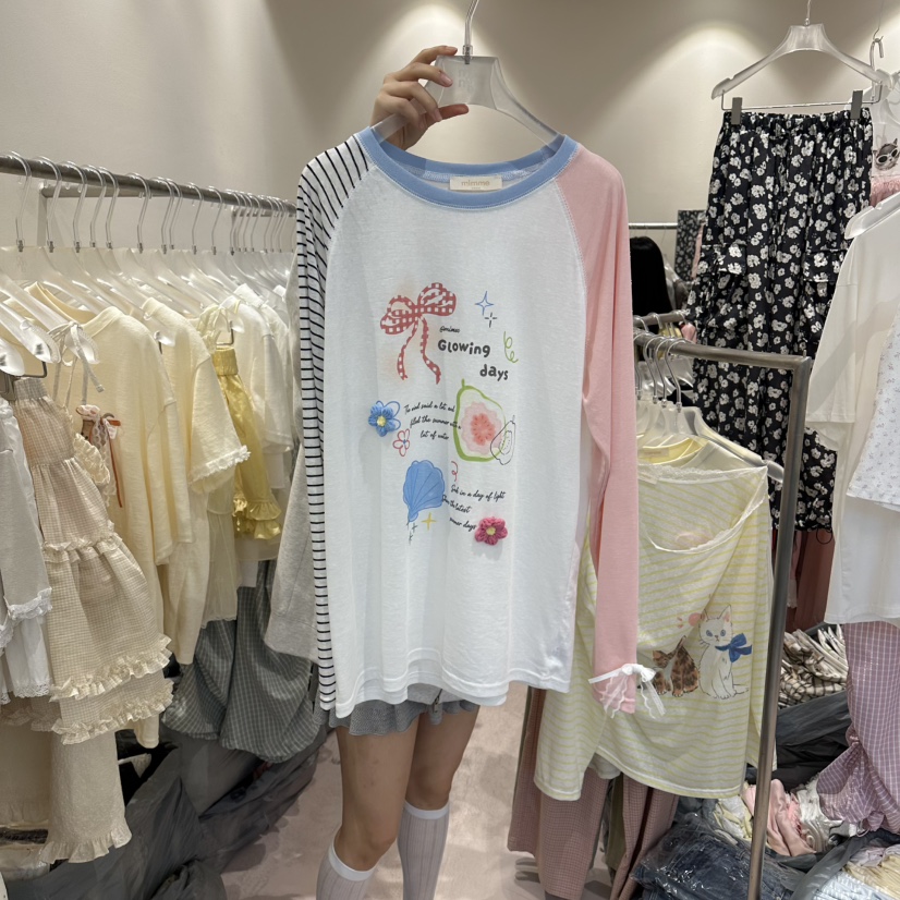 MIMME/LOOKK韓國直郵女裝新款熱賣26夏季推薦長袖T恤撞色MIMME/LOOKK長袖T恤圖色1