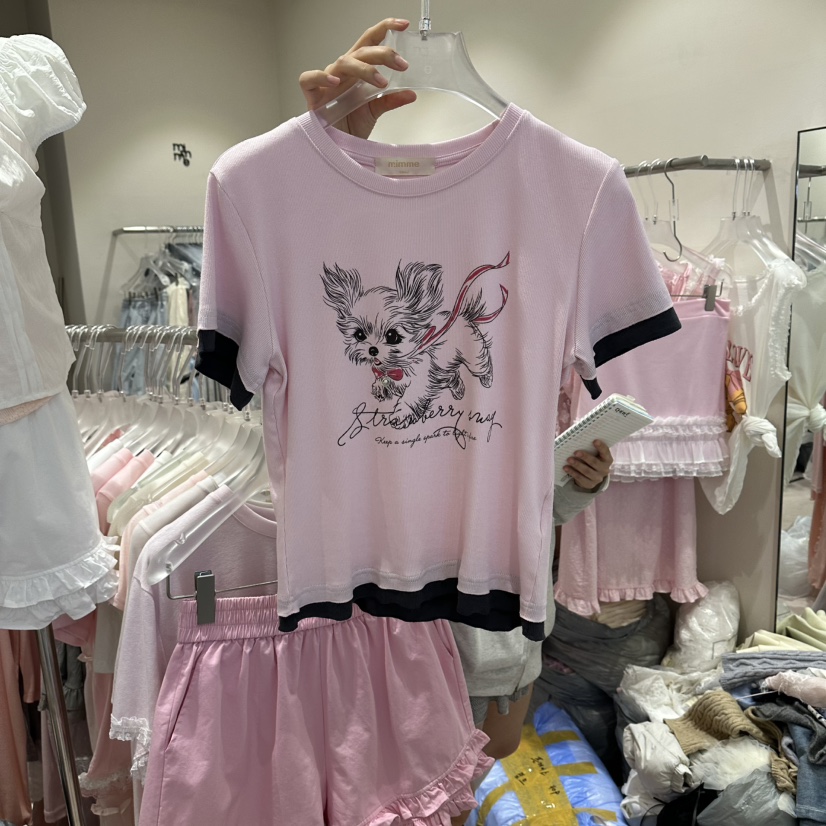 MIMME/LOOKK東大門實拍韓國女士新品26夏季休閑熱賣T恤撞色MIMME/LOOKKT恤圖色1