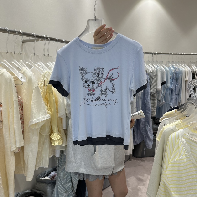 MIMME/LOOKK東大門實拍韓國女士新品26夏季休閑熱賣T恤撞色MIMME/LOOKKT恤圖色3
