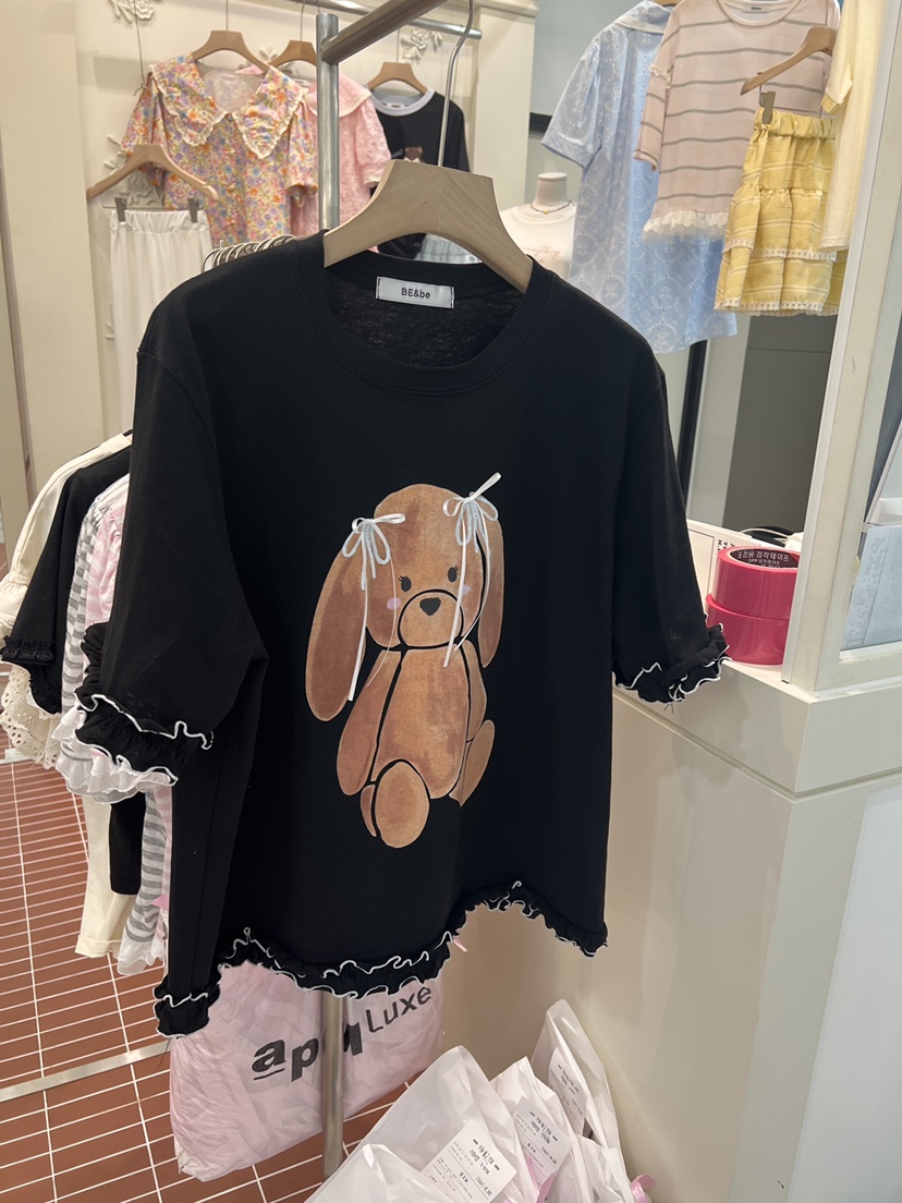 BE&amp;BE韓國東大門代購女裝新品26夏季熱賣人氣T恤絲帶BE&beT恤圖色1