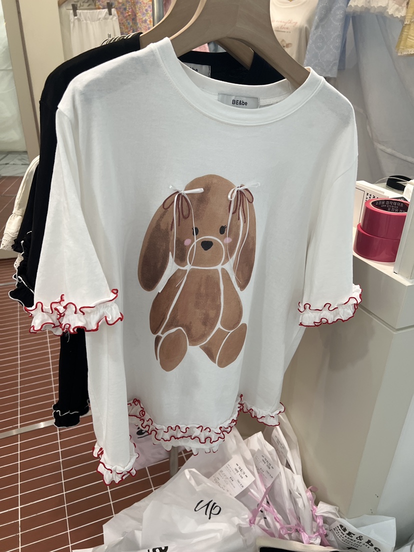 BE&amp;BE韓國東大門代購女裝新品26夏季熱賣人氣T恤絲帶BE&beT恤圖色2