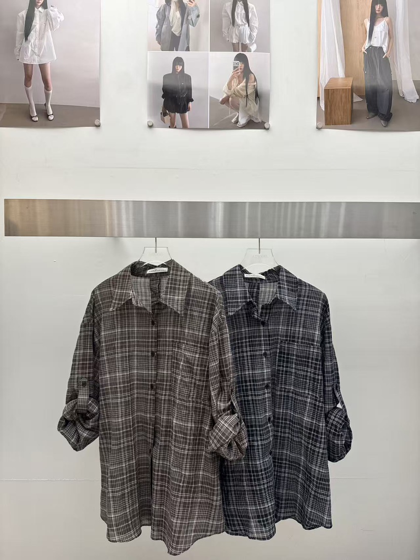 AMOOD韓國代購女士新品休閑人氣推薦熱賣時尚襯衫蕾絲衫格子AMOOD襯衫/蕾絲衫