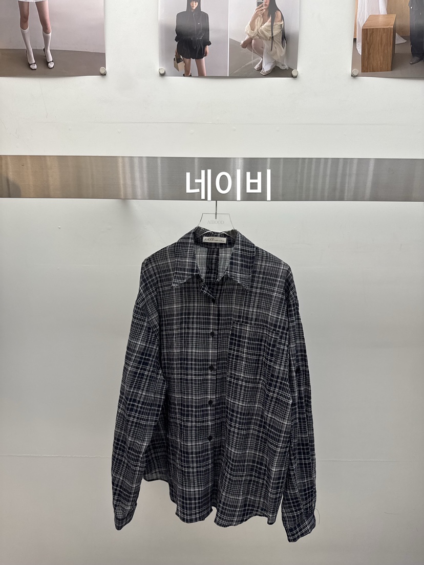 AMOOD韓國代購女士新品休閑人氣推薦熱賣時尚襯衫蕾絲衫格子AMOOD襯衫/蕾絲衫圖色2