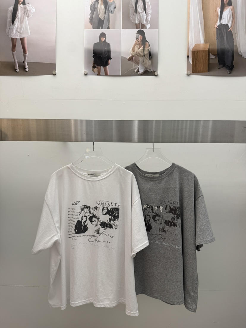 AMOOD韓國代購女士新品26夏季熱賣時尚休閑推薦人氣T恤印花AMOODT恤