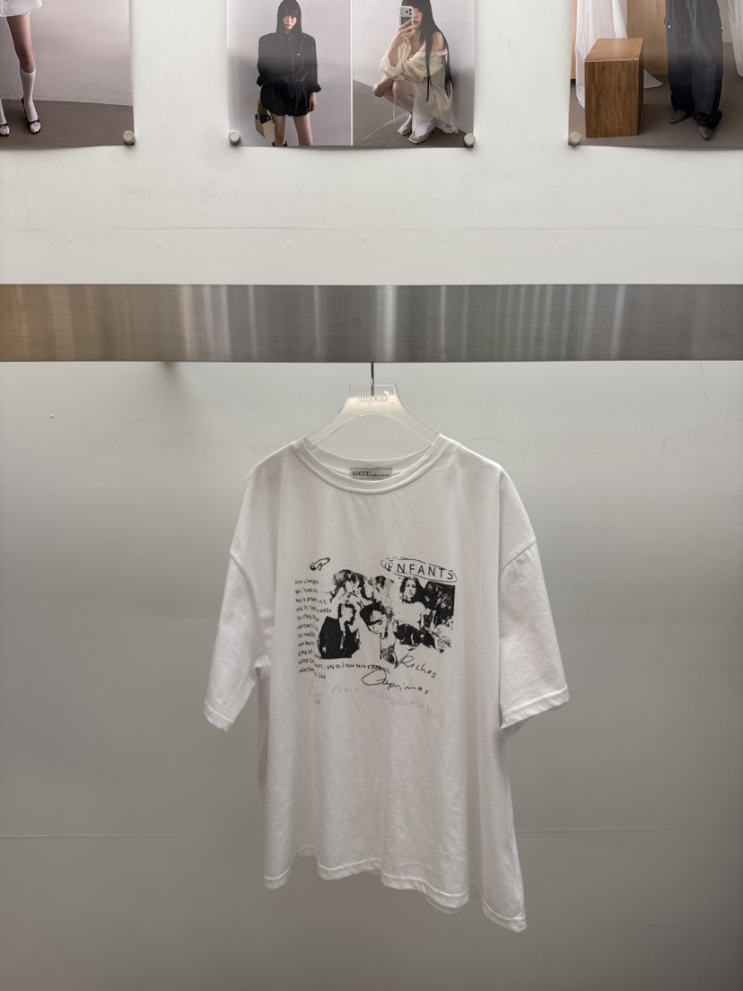AMOOD韓國代購女士新品26夏季熱賣時尚休閑推薦人氣T恤印花AMOODT恤圖色1