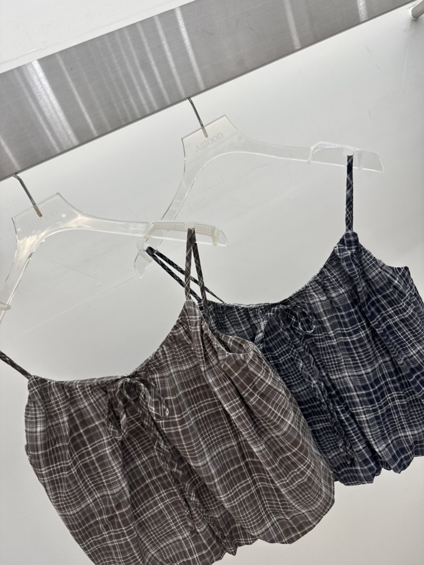 AMOOD韓國東大門直郵女士新品26夏季休閑熱賣吊帶背心格子AMOOD吊帶/背心