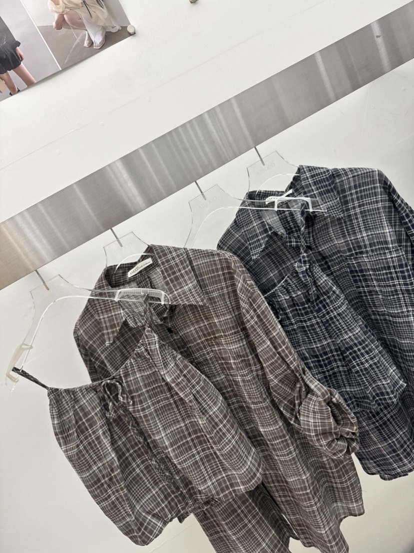 AMOOD韓國東大門直郵女士新品26夏季休閑熱賣吊帶背心格子AMOOD吊帶/背心