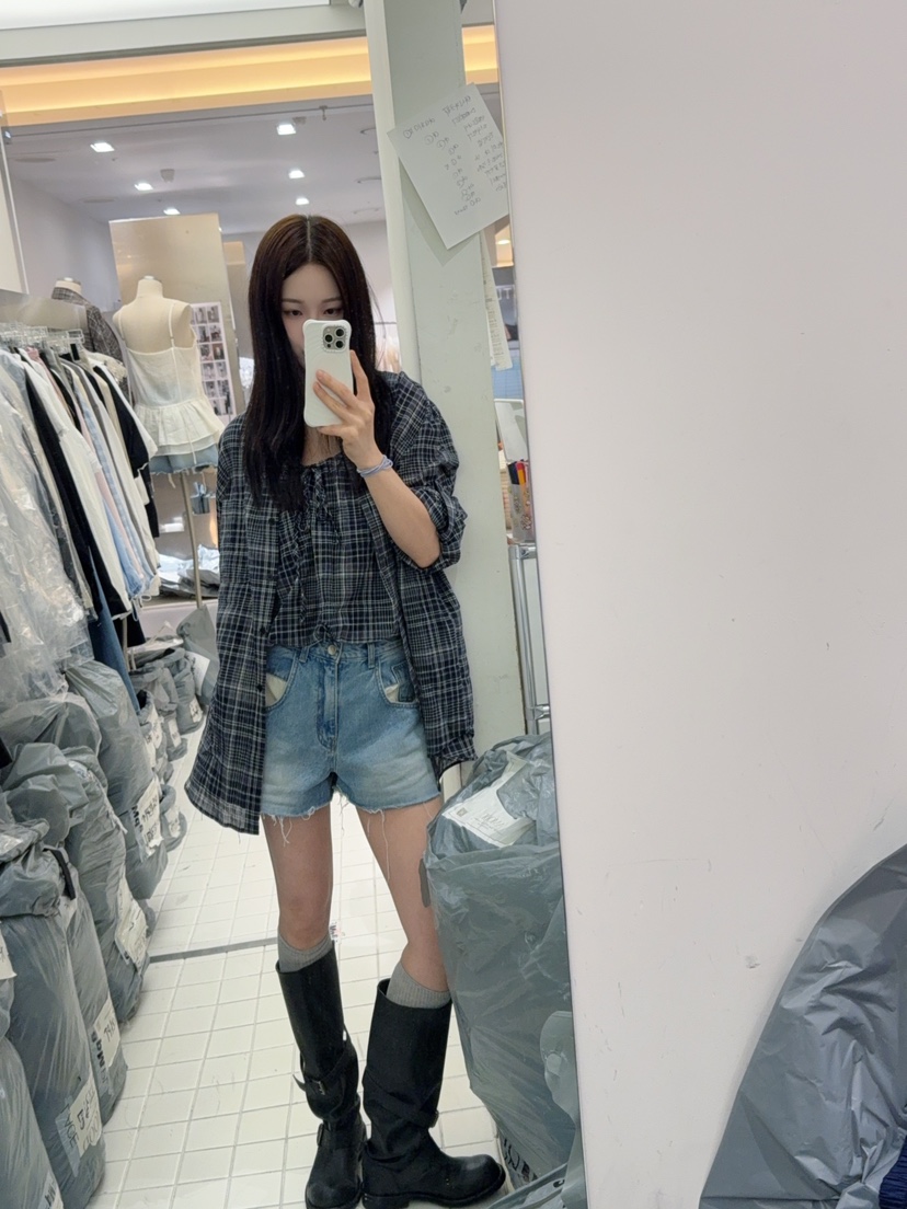 AMOOD韓國東大門直郵女士新品26夏季休閑熱賣吊帶背心格子AMOOD吊帶/背心