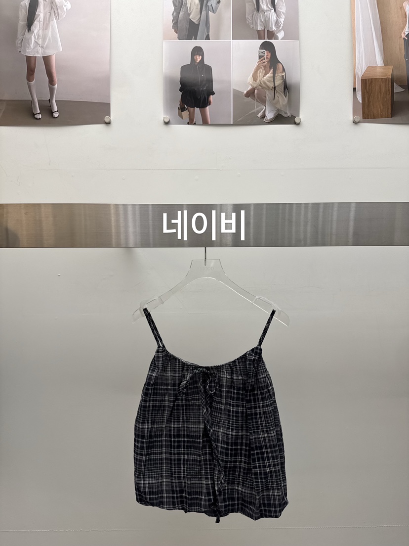 AMOOD韓國東大門直郵女士新品26夏季休閑熱賣吊帶背心格子AMOOD吊帶/背心圖色2