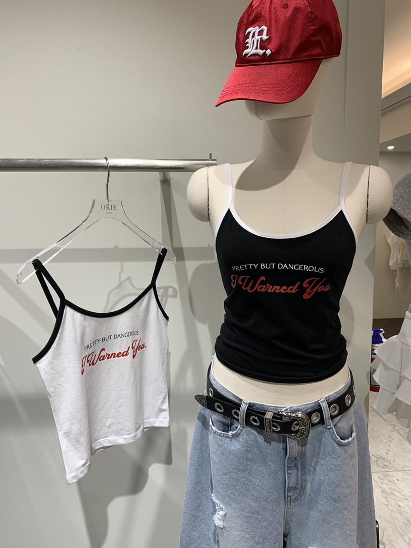 OKIE東大門實拍韓國女士新品人氣熱賣推薦吊帶背心撞色無袖OKIE吊帶/背心