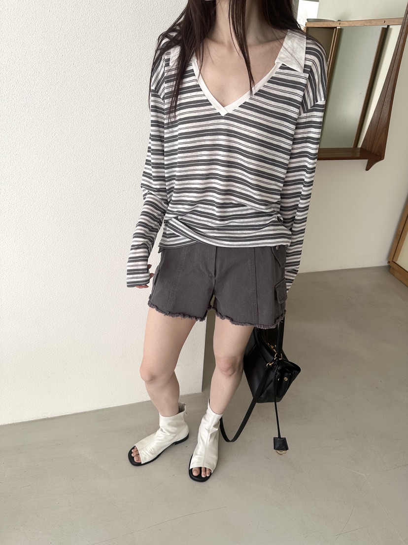 BOWIE韓國直郵實拍女裝新款熱賣人氣時尚推薦長袖T恤條紋BOWIE長袖T恤