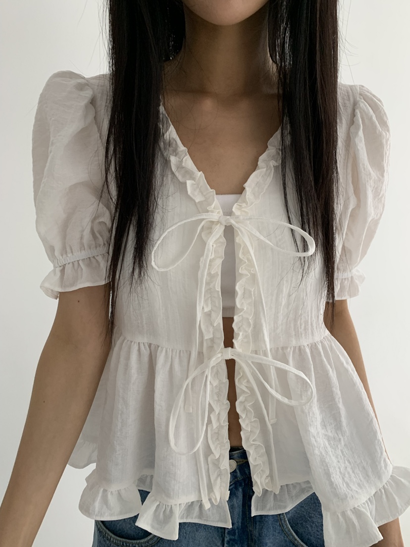 STAGE東大門實拍韓國女裝新款推薦休閑熱賣時尚襯衫蕾絲衫STAGE襯衫/蕾絲衫