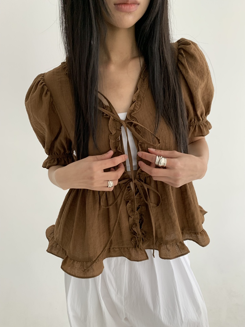 STAGE東大門實拍韓國女裝新款推薦休閑熱賣時尚襯衫蕾絲衫STAGE襯衫/蕾絲衫