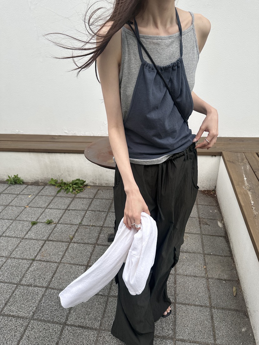 BOWIE韓國東大門代購女士新品人氣吊帶背心假兩件層疊無袖BOWIE吊帶/背心
