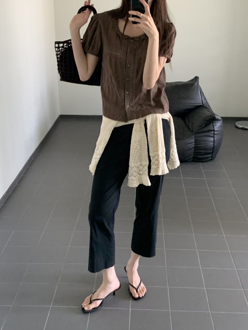 OURS韓國代購女士新款熱賣推薦人氣休閑時尚26夏季襯衫蕾絲衫OURS襯衫/蕾絲衫