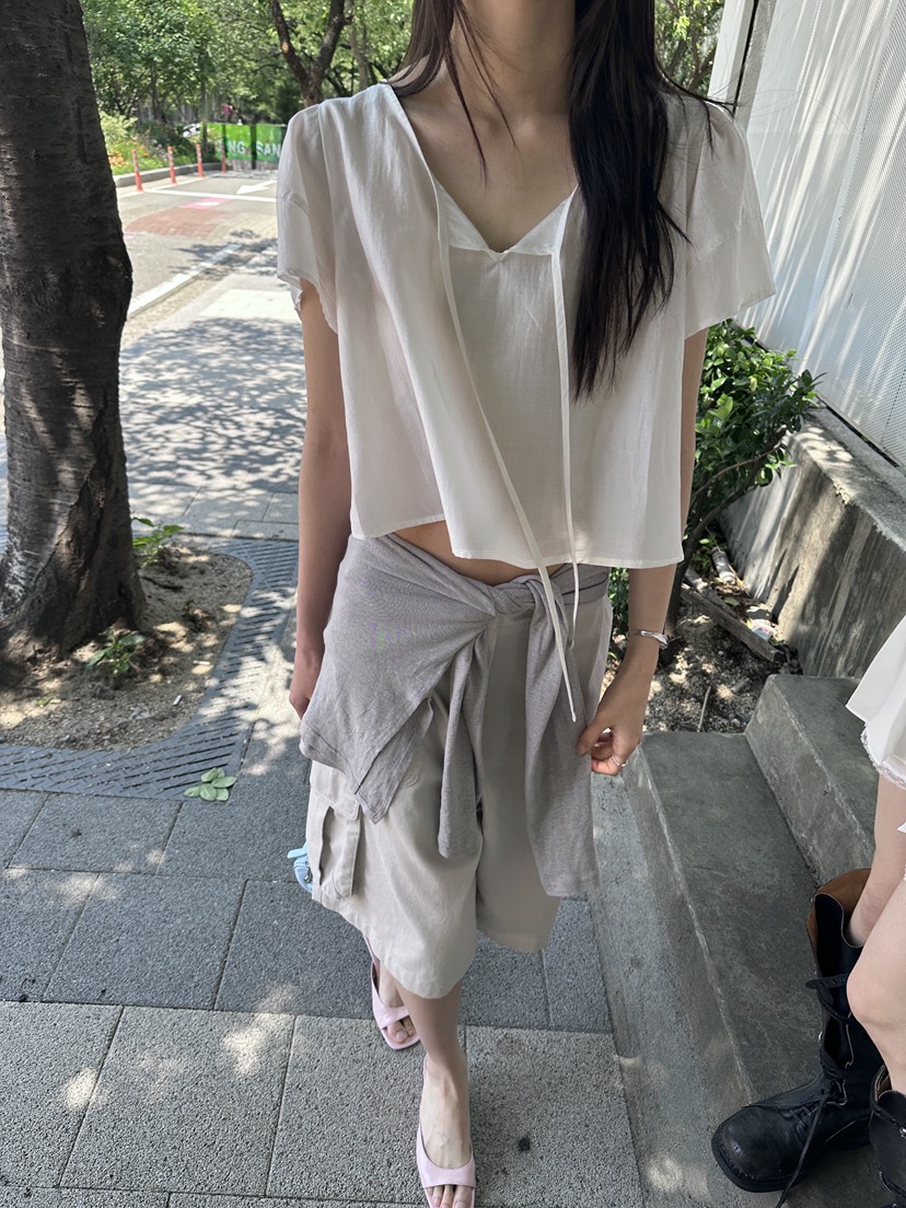 BOWIE韓國直郵實拍女裝新款26夏季時尚休閑推薦襯衫蕾絲衫BOWIE襯衫/蕾絲衫