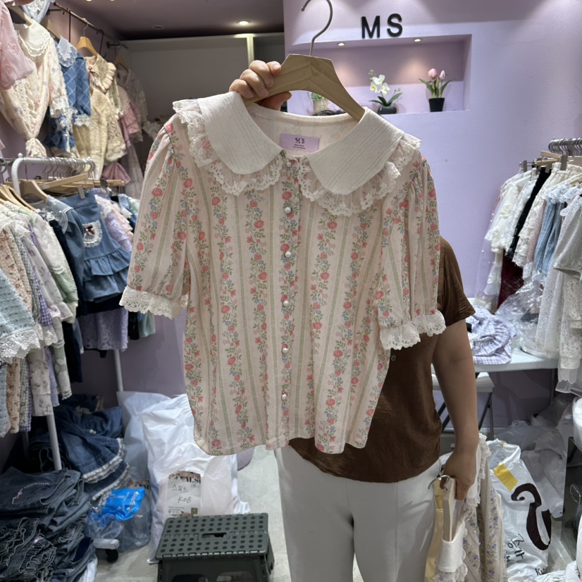 MS韓國直郵女裝新款時尚26夏季熱賣人氣推薦休閑襯衫蕾絲衫MS襯衫/蕾絲衫圖色2