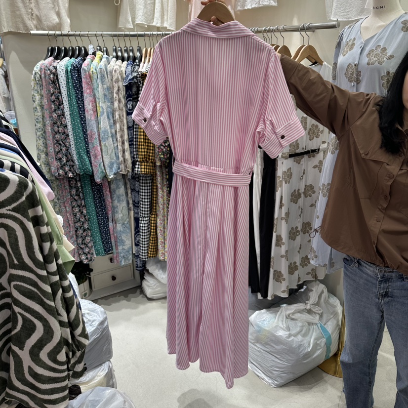 BIKINI韓國直郵女裝新品熱賣26夏季休閑時尚人氣連衣裙條紋BIKINI連衣裙