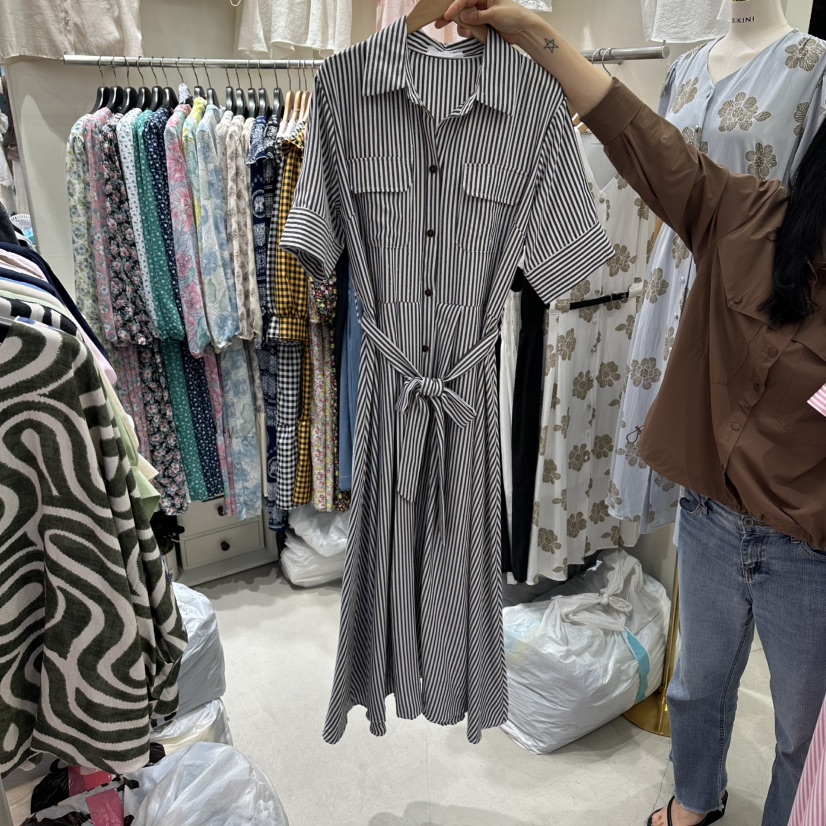 BIKINI韓國直郵女裝新品熱賣26夏季休閑時尚人氣連衣裙條紋BIKINI連衣裙圖色2
