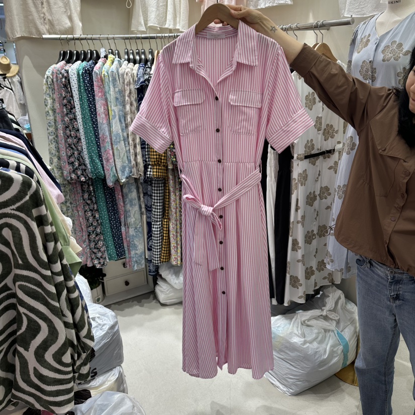 BIKINI韓國直郵女裝新品熱賣26夏季休閑時尚人氣連衣裙條紋BIKINI連衣裙圖色3