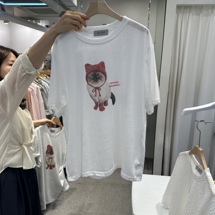 ELAN韓國東大門代購女裝新款推薦休閑人氣時尚26夏季熱賣T恤ELANT恤圖色1白色
