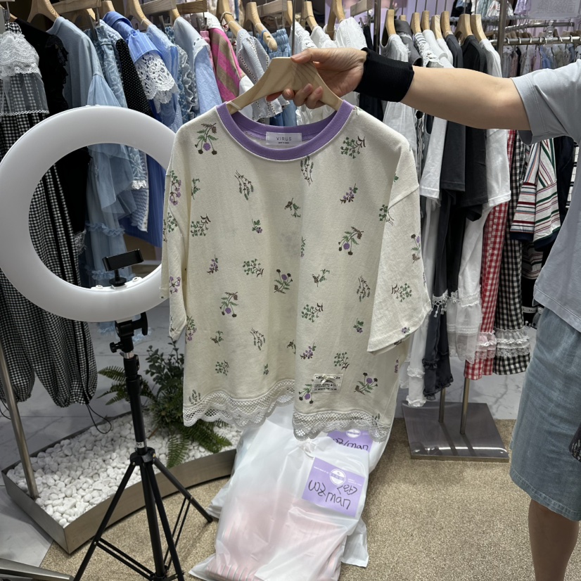 VIRUS韓國直郵女士新款人氣熱賣時尚26夏季推薦休閑T恤VIRUST恤圖色1