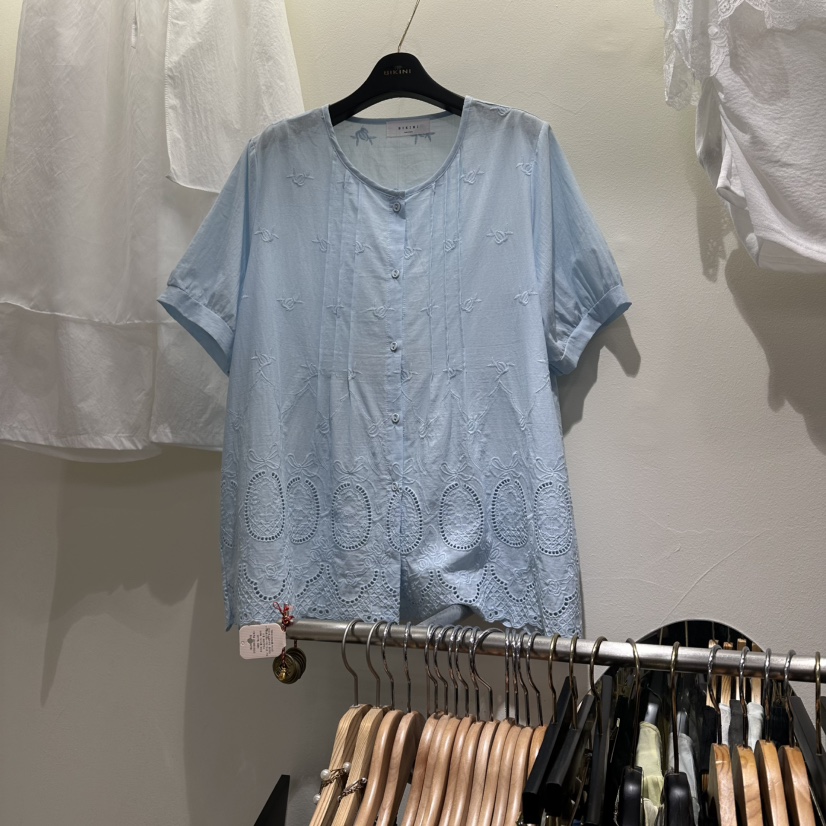 BIKINI韓國直郵女裝新品26夏季推薦時尚人氣襯衫蕾絲衫褶裥BIKINI襯衫/蕾絲衫圖色2