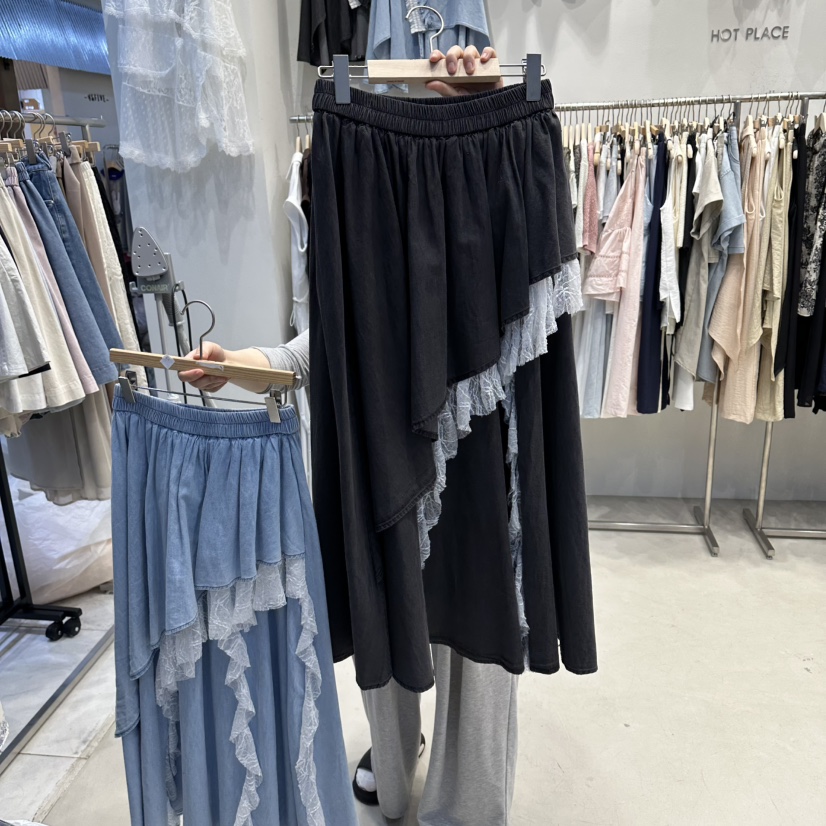 HOT PLACE/DREAM GIRIS/HOT ISSUE韓國東大門代購女裝新品推薦長裙撞色蕾絲HOT PLACE/DREAM GIRIS/HOT ISSUE長裙圖色2