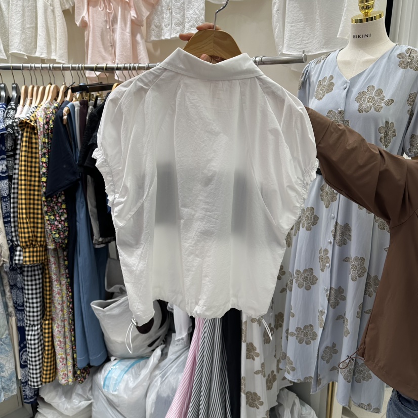 BIKINI韓國代購女士新款熱賣休閑26夏季時尚襯衫蕾絲衫條紋BIKINI襯衫/蕾絲衫