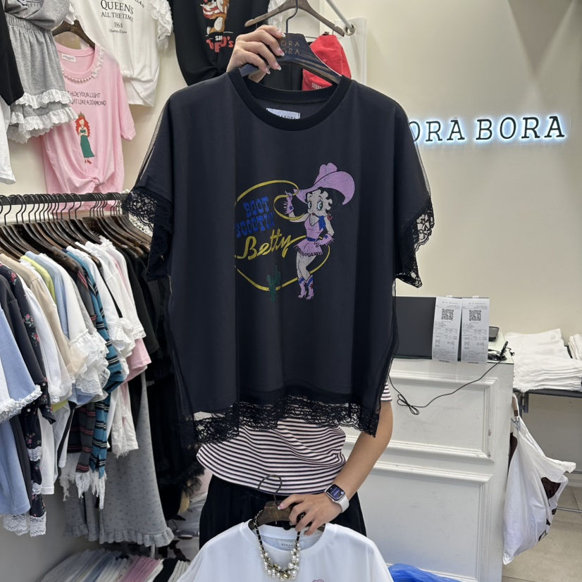 BORA BORA東大門實拍韓國女裝新品人氣時尚推薦T恤不含項鏈BORA BORAT恤圖色2