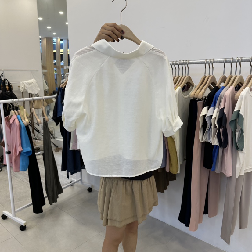 FUNNY POWDER韓國東大門直郵女裝新品襯衫蕾絲衫絲質亞麻THE FUNNY襯衫/蕾絲衫