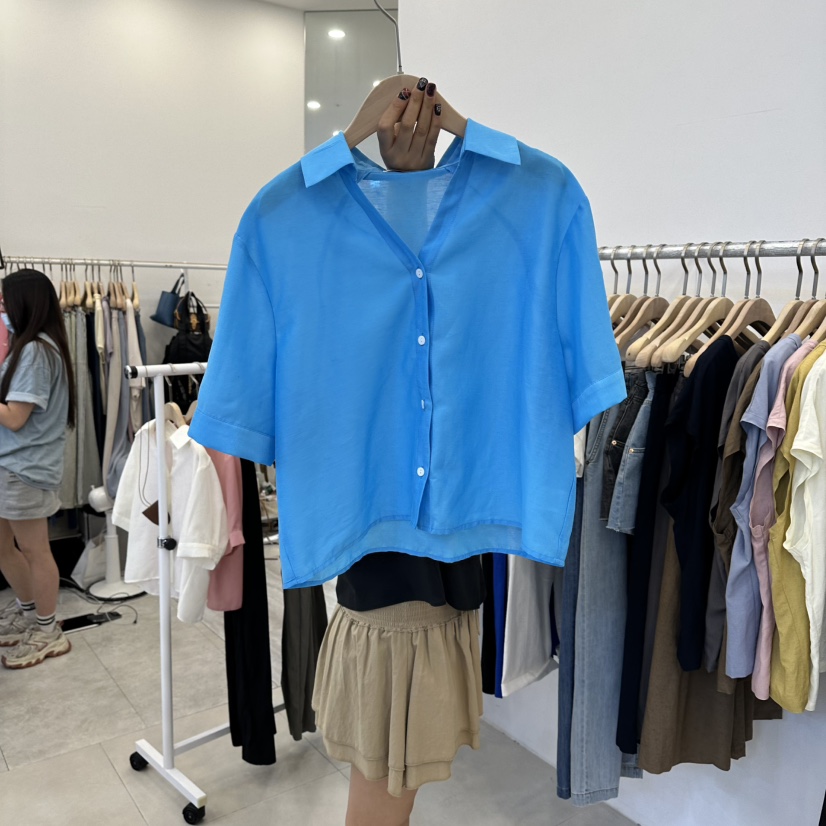 FUNNY POWDER韓國東大門直郵女裝新品襯衫蕾絲衫絲質亞麻THE FUNNY襯衫/蕾絲衫圖色3