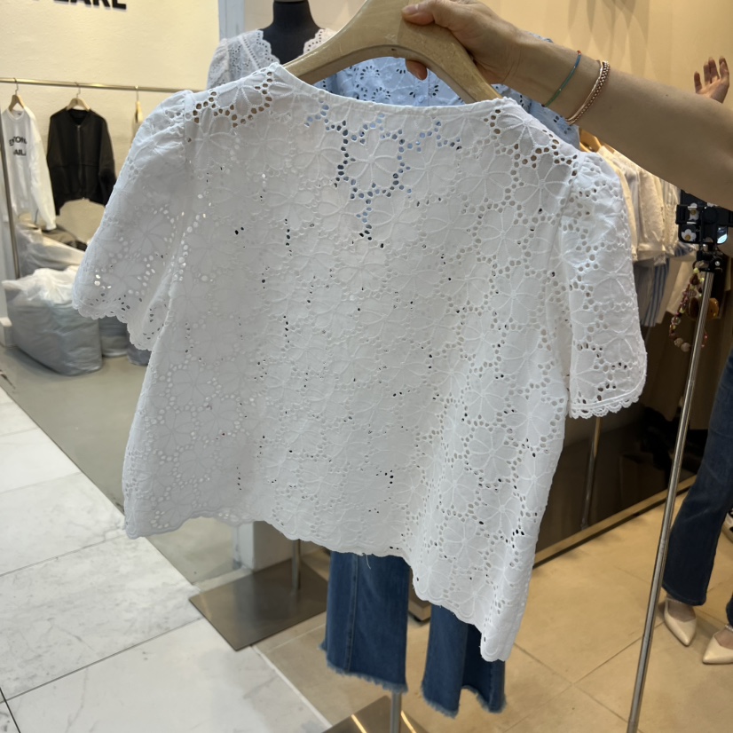 2nd B-S東大門實拍韓國女裝新品時尚26夏季襯衫蕾絲衫V領2nd B-S襯衫/蕾絲衫