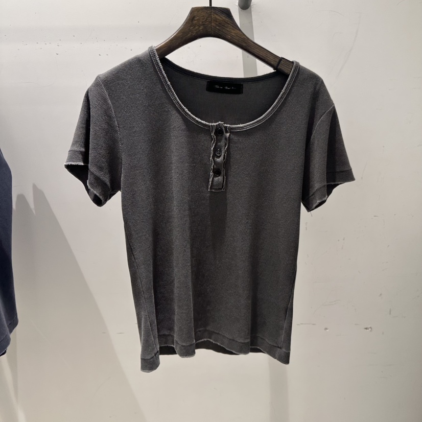 JANE BIRKIN東大門實拍韓國女士新品休閑熱賣T恤復古紐扣JANE BIRKIN設計師品牌T恤圖色2