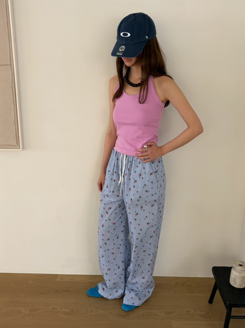 PEBBLE韓國直郵女裝新品26夏季熱賣推薦人氣時尚休閑褲條紋PEBBLE休閑褲