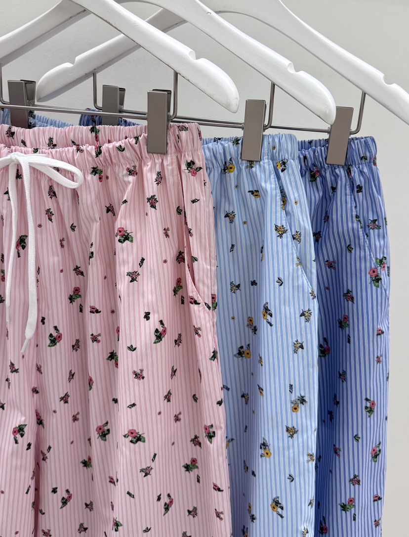 PEBBLE韓國直郵女裝新品26夏季熱賣推薦人氣時尚休閑褲條紋PEBBLE休閑褲