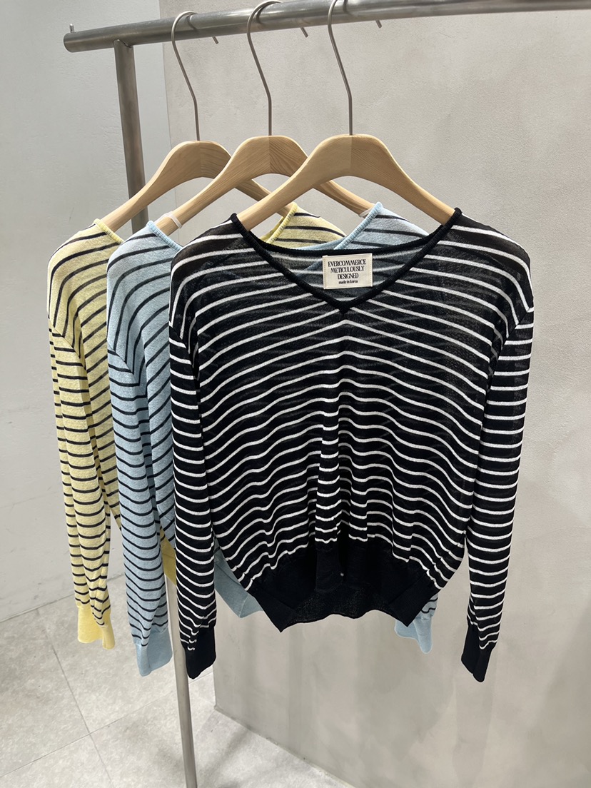 EVERCOMMERCE METICULOUSLY DESIGNED韓國代購女士新款針織衫條紋EVERCOMMERCE METICULOUSLY DESIGNED針織衫