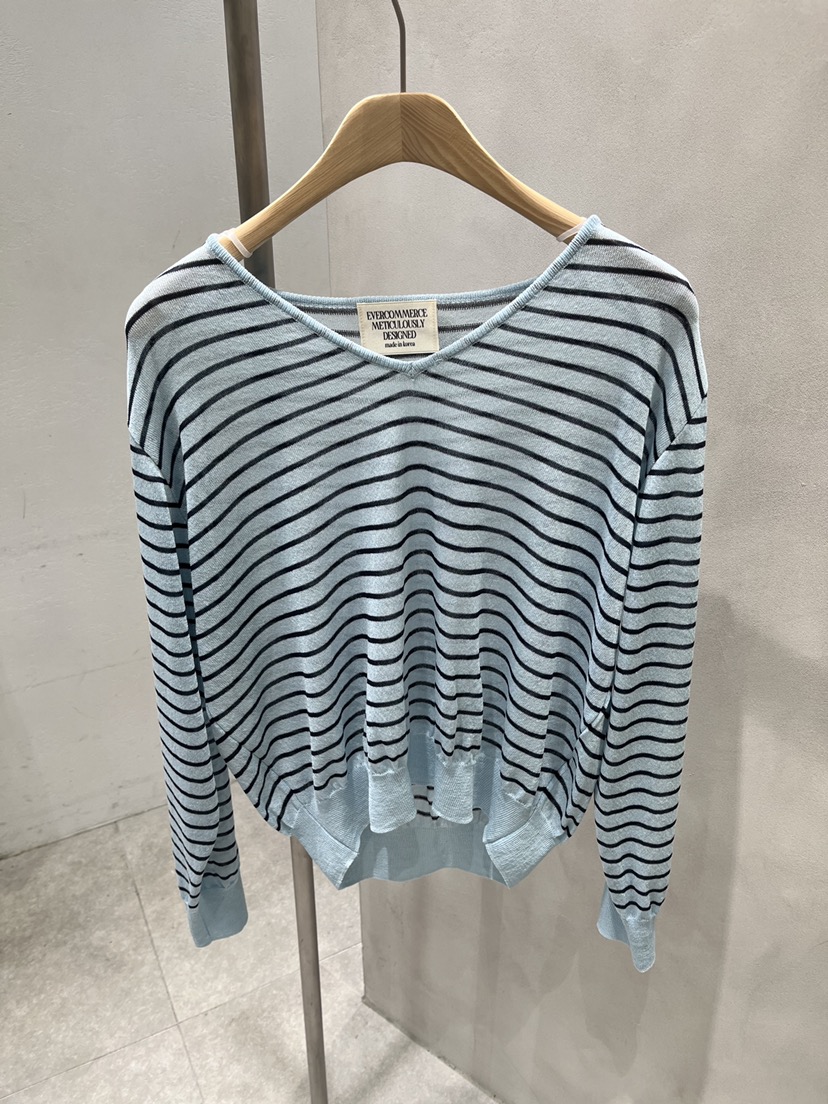 EVERCOMMERCE METICULOUSLY DESIGNED韓國代購女士新款針織衫條紋EVERCOMMERCE METICULOUSLY DESIGNED針織衫圖色4