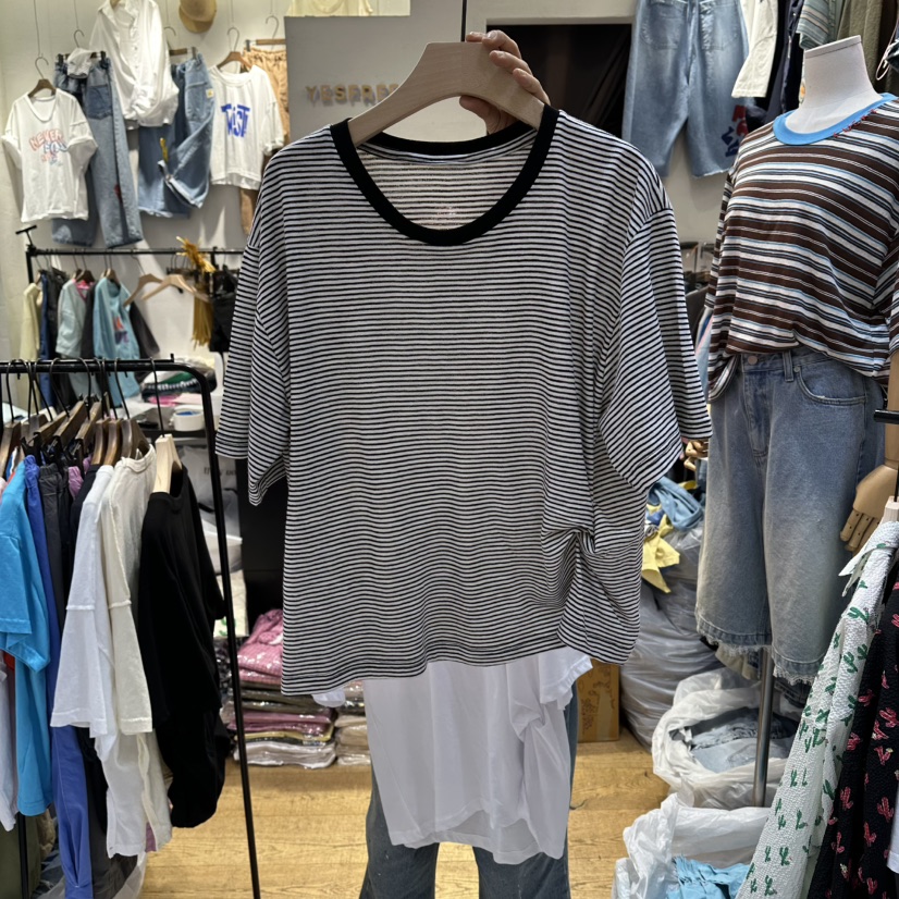 YESFREE韓國直郵女士新款人氣26夏季休閑熱賣推薦時尚T恤YESFREET恤圖色2
