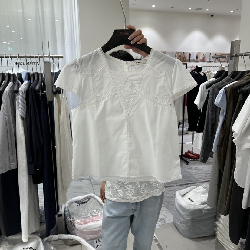 DIARRA韓國直郵實拍女士新款26夏季人氣熱賣襯衫蕾絲衫刺繡DIARRA襯衫/蕾絲衫圖色2