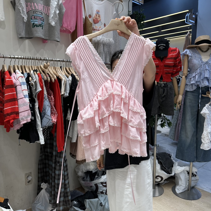UNDERSTAR_VINTAGE東大門實拍韓國女裝新品時尚吊帶背心雪紡UNDERSTAR_VINTAGE吊帶/背心圖色1