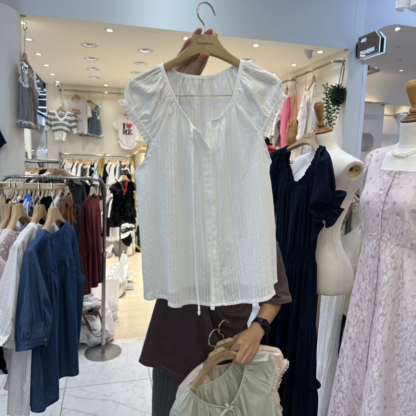 SYMPHONY韓國代購女裝新品時尚人氣推薦休閑襯衫蕾絲衫棉布SYMPHONY襯衫/蕾絲衫圖色1