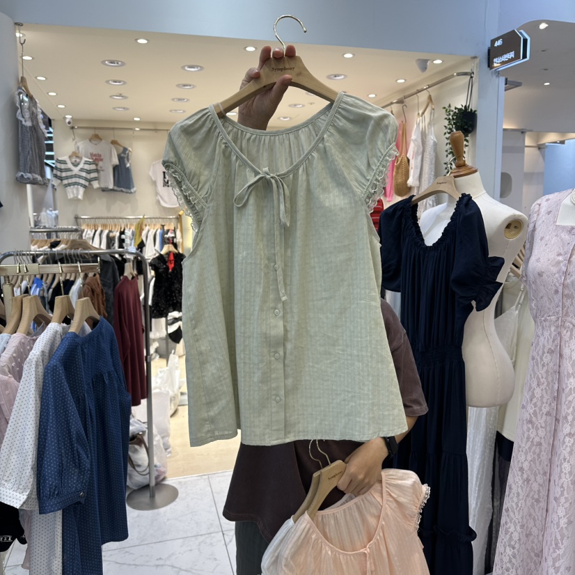 SYMPHONY韓國代購女裝新品時尚人氣推薦休閑襯衫蕾絲衫棉布SYMPHONY襯衫/蕾絲衫圖色2