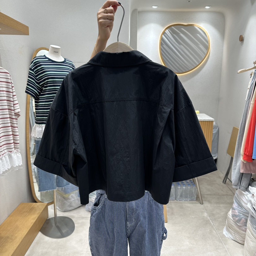 NEAR韓國直郵女士新品26夏季時尚熱賣休閑襯衫蕾絲衫口袋NEAR襯衫/蕾絲衫