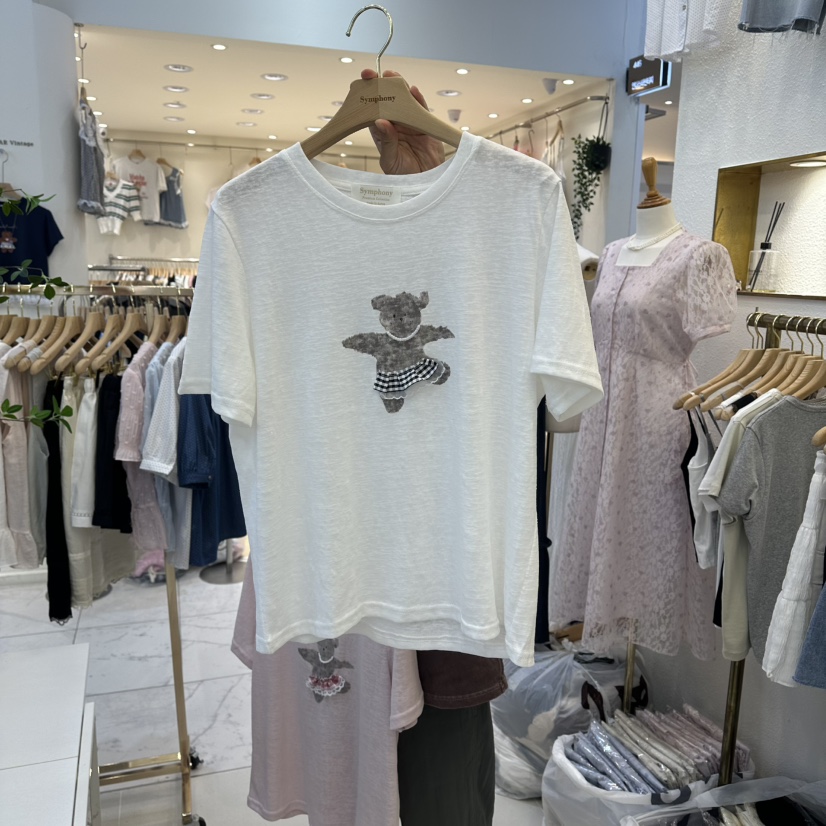 SYMPHONY韓國直郵實拍女裝新品26夏季時尚人氣熱賣T恤泰迪熊SYMPHONYT恤圖色2