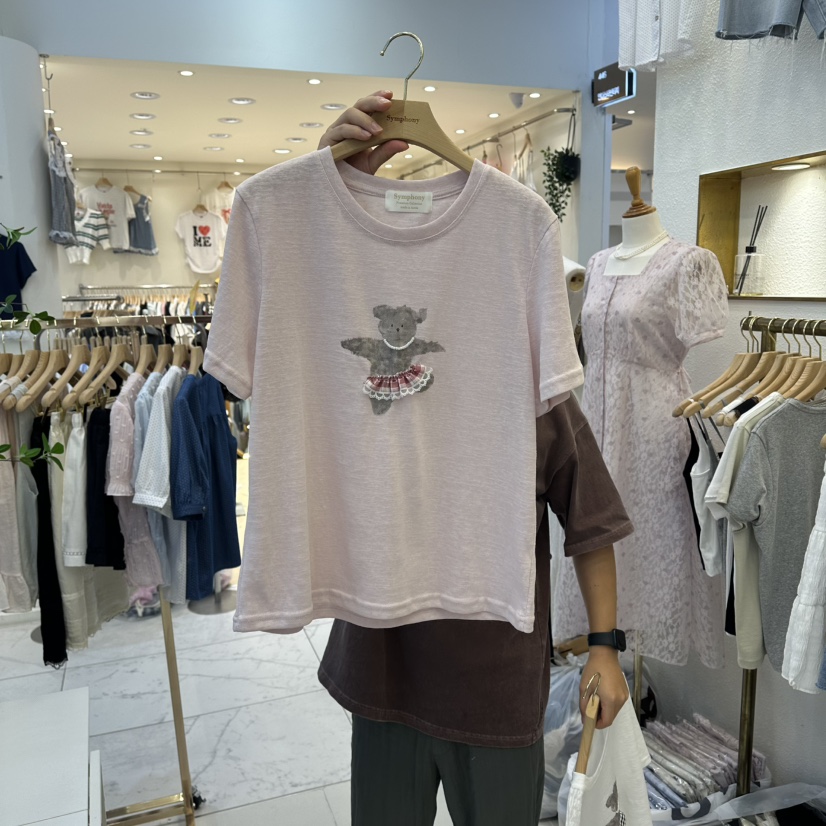 SYMPHONY韓國直郵實拍女裝新品26夏季時尚人氣熱賣T恤泰迪熊SYMPHONYT恤圖色3