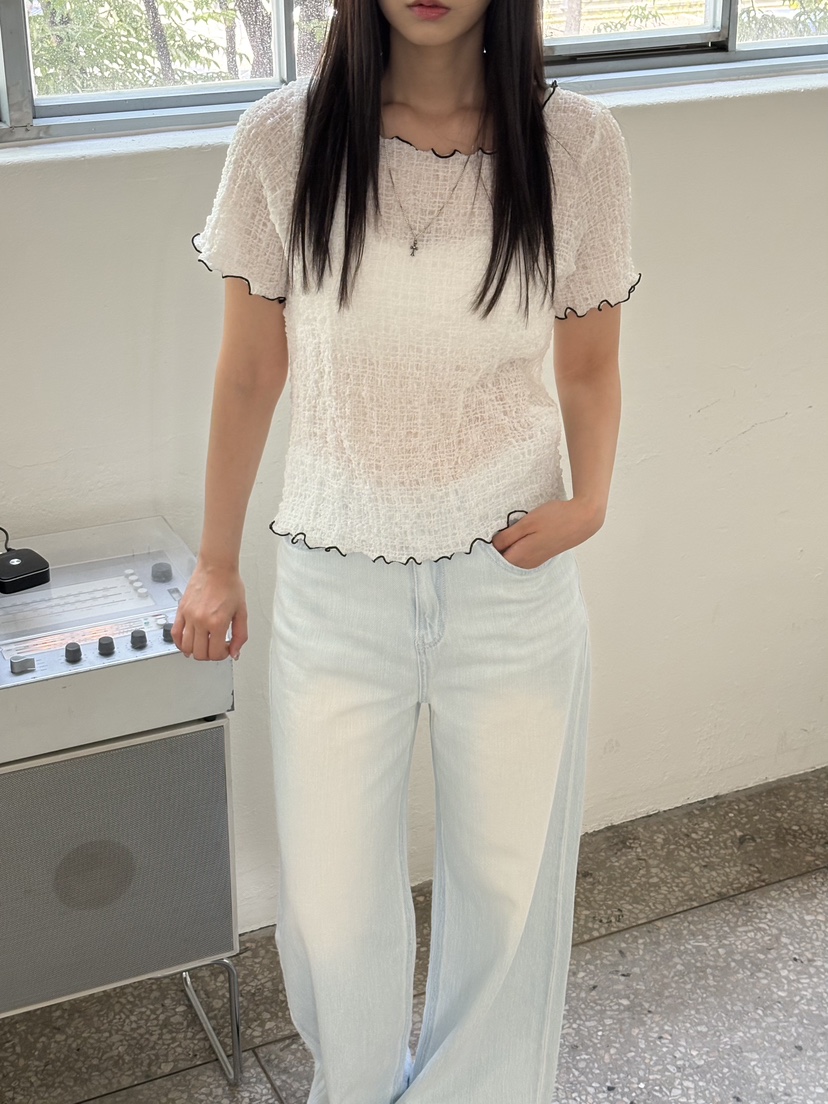 Verbena韓國東大門代購女士新款時尚人氣26夏季襯衫蕾絲衫Verbena襯衫/蕾絲衫