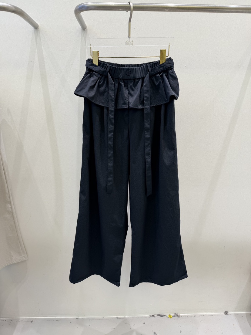 BLACK BIJOU東大門實拍韓國女裝新品時尚休閑褲荷葉邊闊腿褲BLACK BIJOU休閑褲圖色2