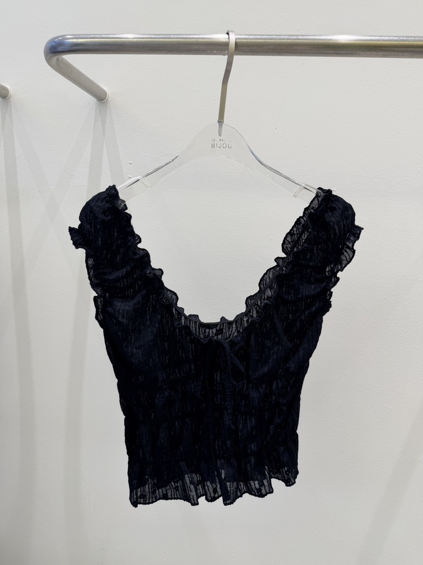 BLACK BIJOU韓國代購女裝新品休閑推薦人氣吊帶背心透明BLACK BIJOU吊帶/背心