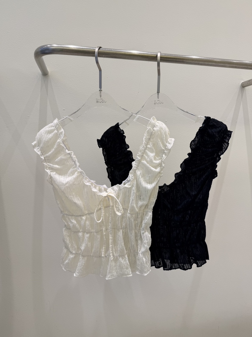 BLACK BIJOU韓國代購女裝新品休閑推薦人氣吊帶背心透明BLACK BIJOU吊帶/背心